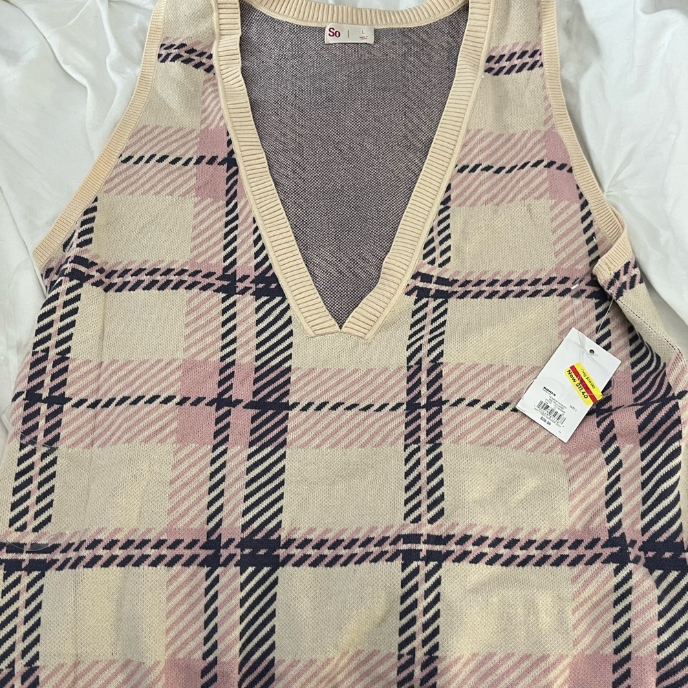SO Plaid Sweater Vest